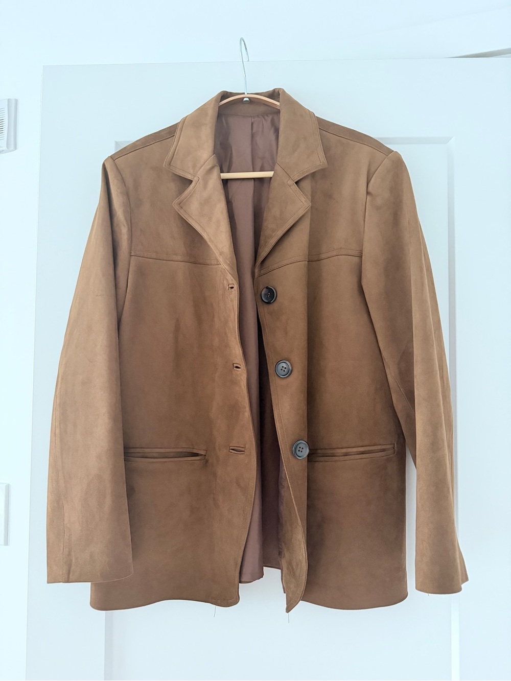 Women’s faux Suede Brown Button-Front Jacket